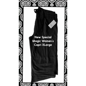NEW Special‎ Magic Black Women's Capri Yoga Pants Wide Leg Drawstring XLarge